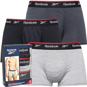 Reebok Mens Redgrave Performance Three Pack Shorts Trunks Black/Grey Marl/Charcoal Marl
