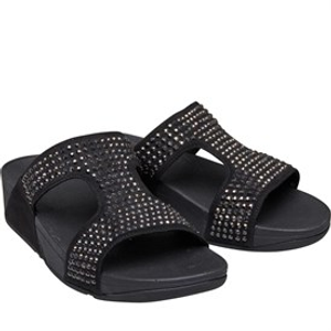 FitFlop Womens Glitzie Slide Sandals Black