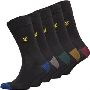 Lyle And Scott Vintage Mens Graham Five Pack Socks Black