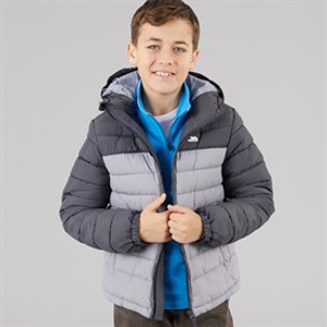Trespass Junior Boys Oskar Padded Hooded Jacket Carbon/Platinum