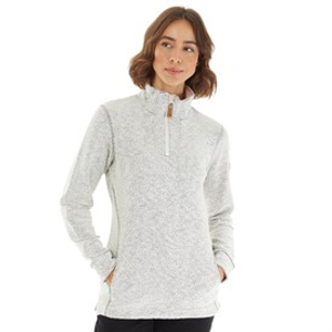 Trespass Womens Ronette Textured Knitted 1/2 Zip Fleece Jacket Off White