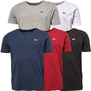 Crosshatch Mens Dellmere Five Pack T-Shirts White/Grey/Red/Blue/Black