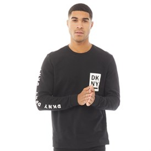 DKNY Mens Angels Long Sleeve Lounge Top Black
