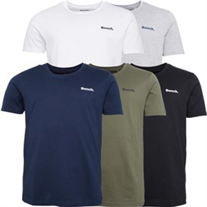 Bench Mens Oliver Five Pack Lounge T-Shirts Black/White/Grey/Navy/Khaki