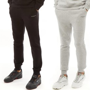 Crosshatch Mens Two Pack Joggers Black/Grey Marl