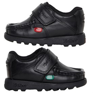 Kickers Infant Boys Fragma Single Strap Leather School Shoes Black