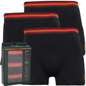 LUKE 1977 Mens Rick Long Three Pack Boxers Black MM