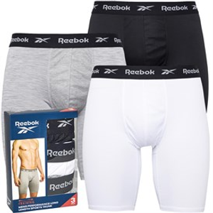 Reebok Mens Hogan Performance Three Pack Long Trunks Black/White/Grey Marl