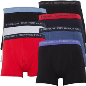 French Connection Mens Seven Pack FC5 Boxers Black/White/Red/Marine/Mid Blue Melange/Black/Black