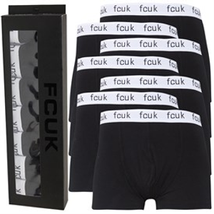 French Connection Mens FCUK Seven Pack Boxer Trunks FCUK 2 Black