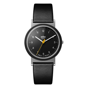 AW10 Braun classic watch - black dial and black leather strap