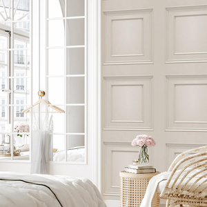 Belgravia Decor Oliana Wood Panel 3D Effect Dove Grey/Cream Wallpaper - 8493