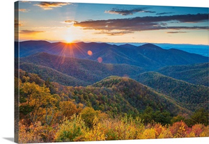 Autumn Sunset, Blue Ridge Mountains, Shenandoah National Park, Virginia, Usa