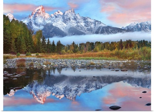 Grand Tetons reflected in lake Grand Teton National Park Wyoming