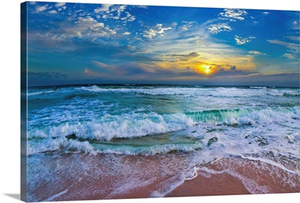 Blue Beach Waves Sunset Tropical Seascape