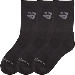New Balance Junior Three Pack Cushioned Crew Socks Black