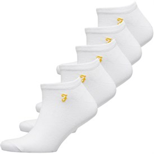 Farah Mens Urmston Five Pack Trainers Line Socks White