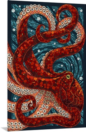 Octopus - Paper Mosaic: Retro Travel Poster