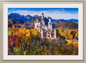 Germany, Bavaria, Swabia, Neuschwanstein Castle And Tannheim Mountains