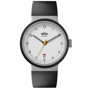 BN0278 Braun gents automatic watch - white dial and black rubber strap