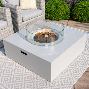 Maze - Square Gas Fire Pit Coffee Table - Pebble White