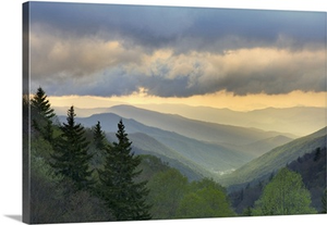 Sunrise view of Oconaluftee Valley, Great Smoky Mountains National Park, North Carolina