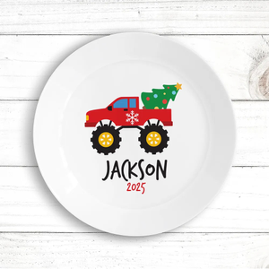 Red Monster Truck Kids Plate