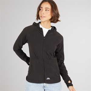 Trespass Womens Marathon Full Zip Hooded Fleece Jacket Black