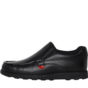 Kickers Junior Boys Back To School Fragma Slip Leather Shoes Black