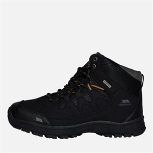 Trespass Mens Finley Mid Waterproof Walking Boots Black/Golden Brown