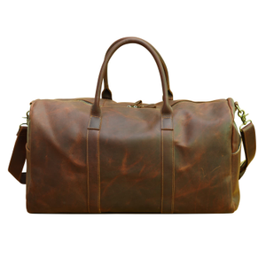 Genuine Leather Holdall - Brown
