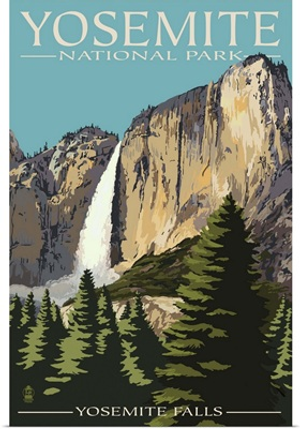 Yosemite Falls - Yosemite National Park, California: Retro Travel Poster