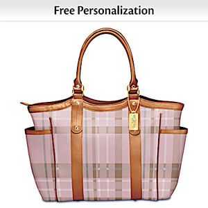 Pink Plaid Personalized Tote Bag
