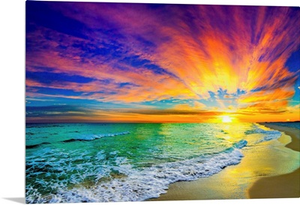 Colorful Ocean Sunset Orange And Red Beach Sunset