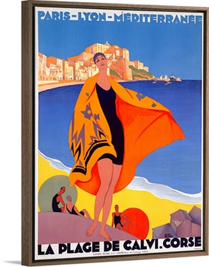 La Plage de Calvi. Corse, Vintage Poster, by Roger Broders