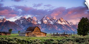 John Moulton Barn with a Dramatic Sunrise, Jackson, Wyoming