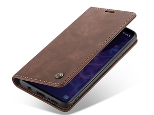 CaseMe Slim Synthetic Leather Wallet Case with Stand for Samsung Galaxy S9+ - Chocolate