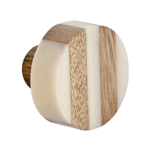 Wood/Resin Cabinet/Drawer Knob - 35mm - White Resin/Light Wood - Elite Knobs & Handles