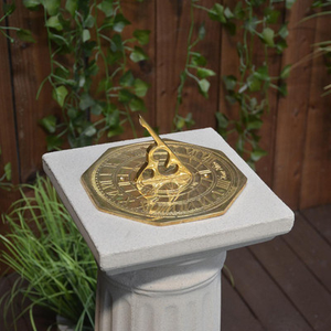 Sandstone Tall Sundial With Bronze Top