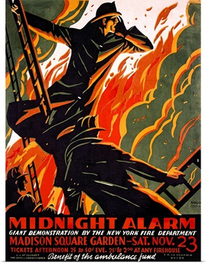FDNY, Midnight Alarm, Vintage Poster, by Manuel Delosas