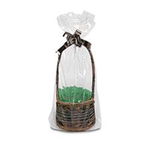 Gusset Pinched Bottom Basket Bags - Clear - Case 100 Polypropylene/Cellophane Gusset - 9'' Width: 23'' Height/Depth: 25'' by Paper Mart