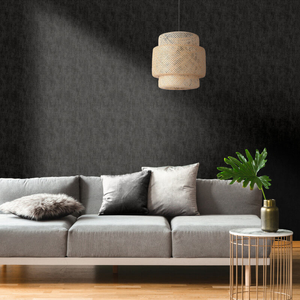 Muriva Darcy James Plain Linen Texture Black Wallpaper - 173535