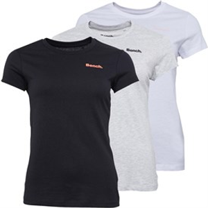 Bench Womens Jada Three Pack T-Shirts Black/Grey Marl/White