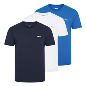 DKNY Mens Giants Three Pack T-Shirts Navy/White/Blue