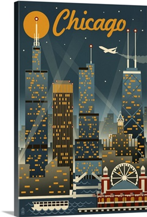 Chicago Illinois, Retro Skyline