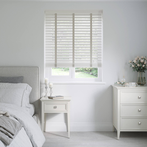Dove White Faux Wooden Blinds 50mm With Tapes