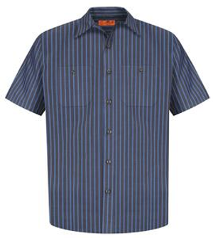 Red Kap CS20LONG Long Size, Short Sleeve Striped Industrial Work Shirt