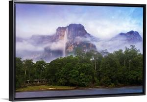 Venezuela, Guayana, Canaima National Park, Mist swirls round Angel Falls at sunrise