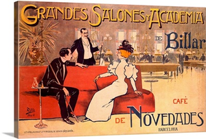 Grandes Salones y Academia de Billar, Vintage Poster, by Antoni Utrillo