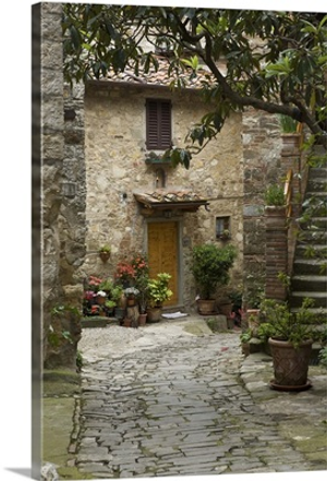Italy, Tuscany. Quaint village lane in Montefiorale